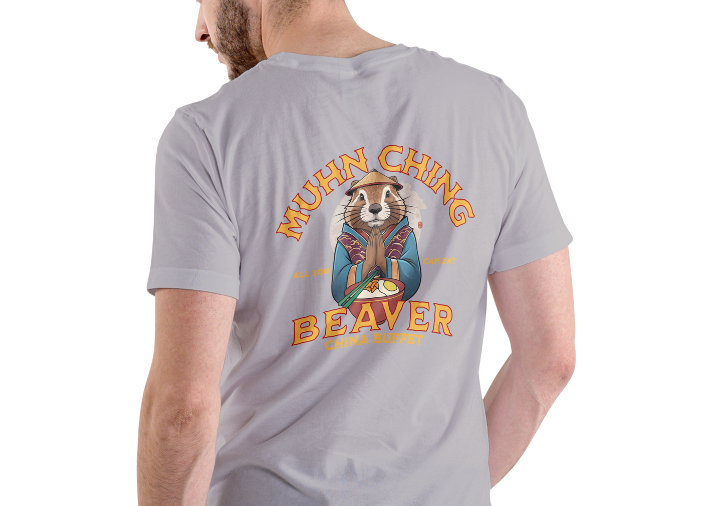 MUHN CHING BEAVER CHINA BUFFET, T-SHIRT, UNISEX, COTTON