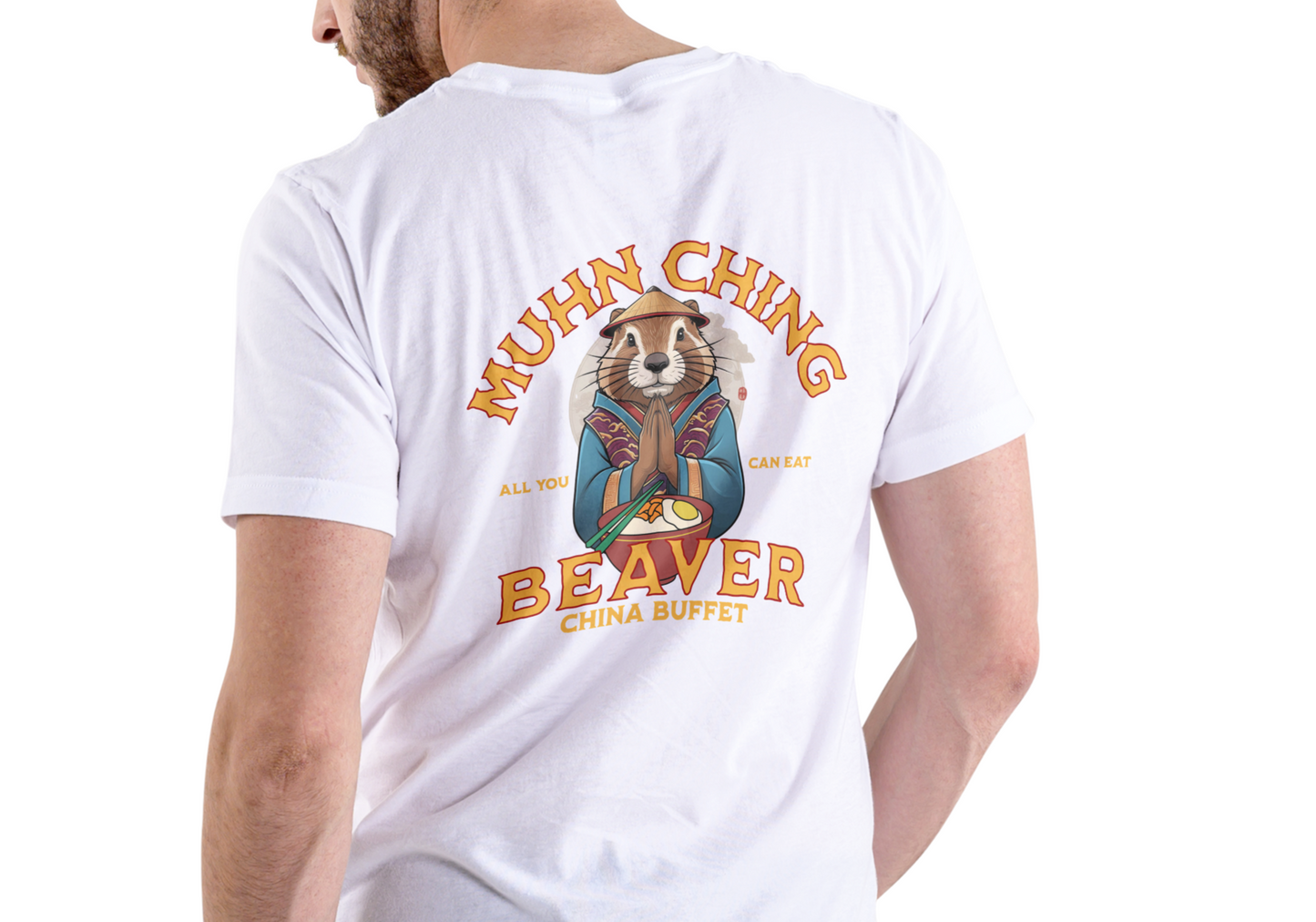 MUHN CHING BEAVER CHINA BUFFET, T-SHIRT, UNISEX, COTTON