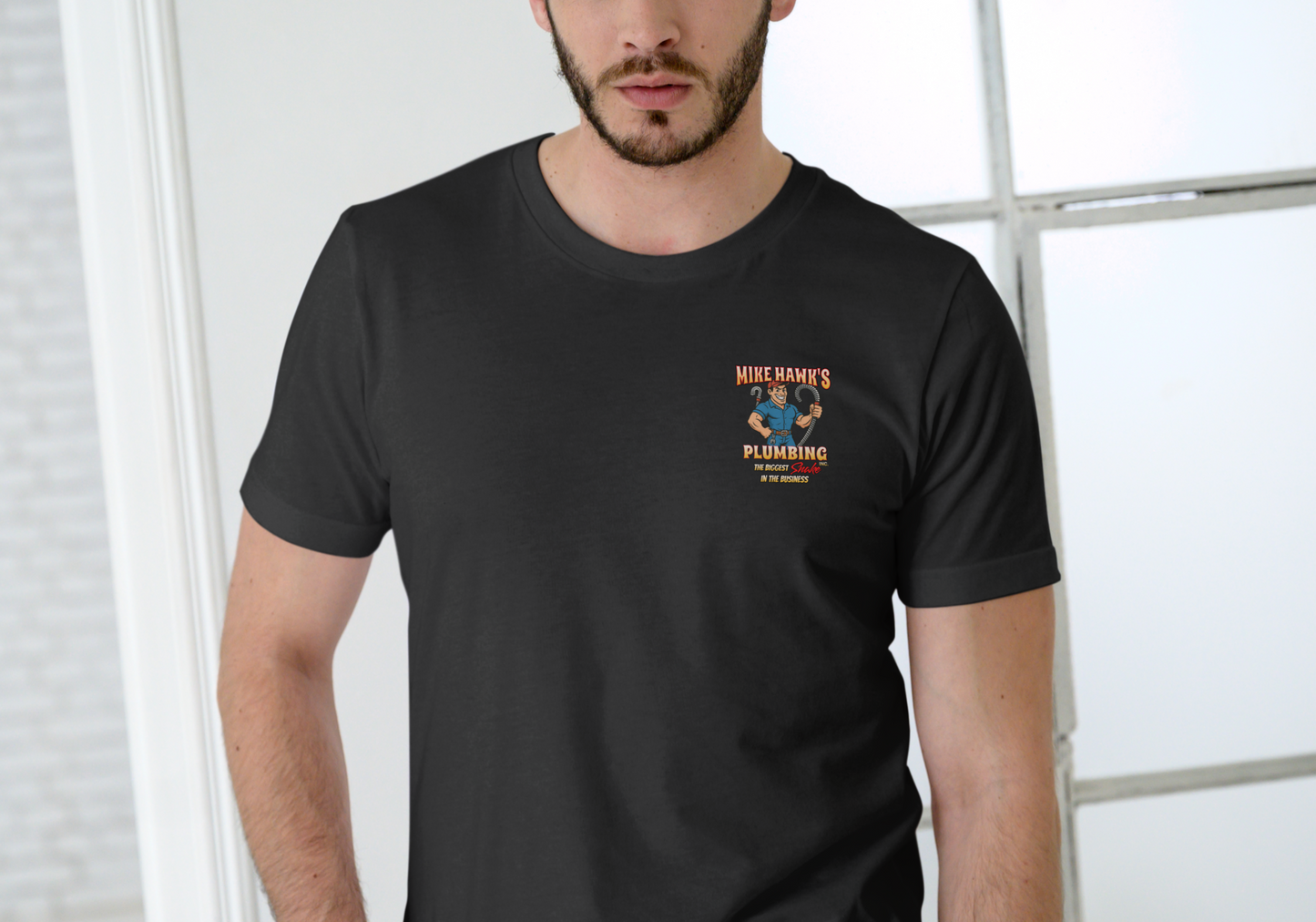 MIKE HAWK'S PLUMBING, T-SHIRT, UNISEX, COTTON