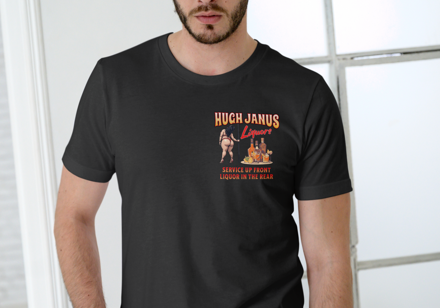 HUGH JANUS LIQUORS, T-SHIRT, UNISEX, COTTON