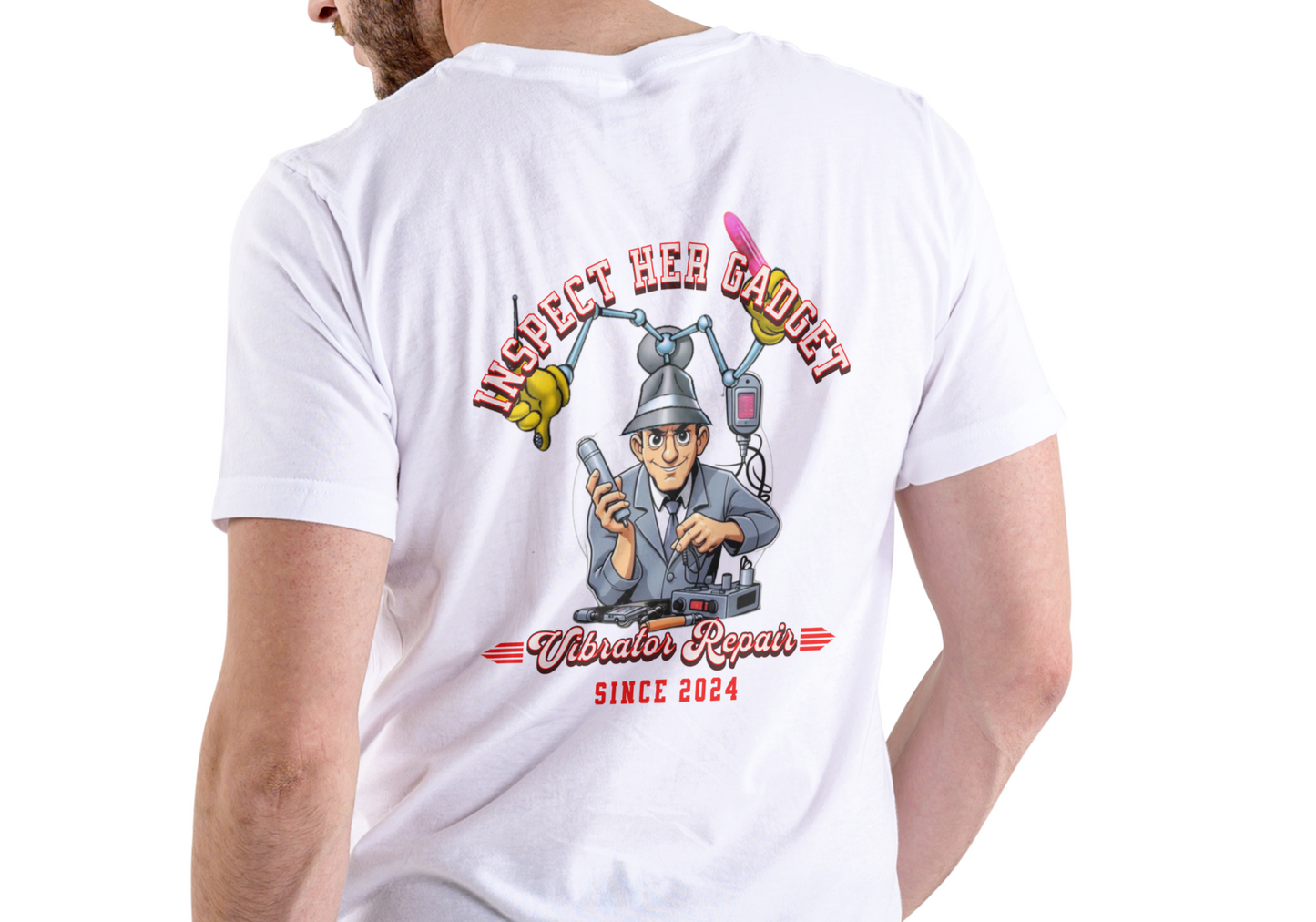 INSPECT HER GADGET VIBRATOR REPAIR, T-SHIRT, UNISEX, COTTON