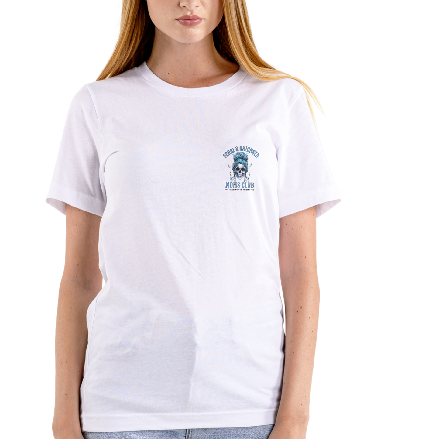 “FERAL AND UNHINGED MOMS CLUB” Unisex Cotton T-Shirt.