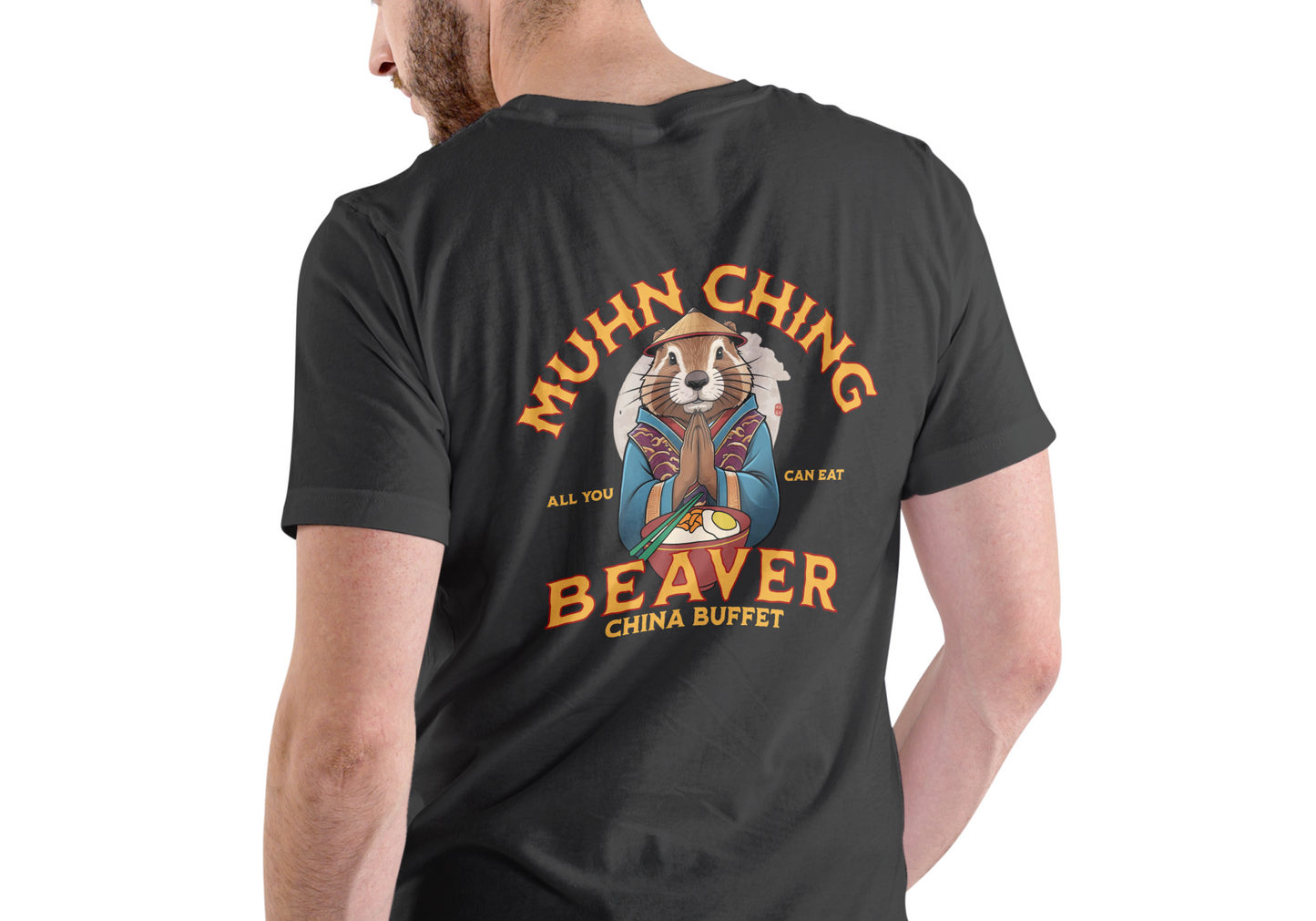 MUHN CHING BEAVER CHINA BUFFET, T-SHIRT, UNISEX, COTTON