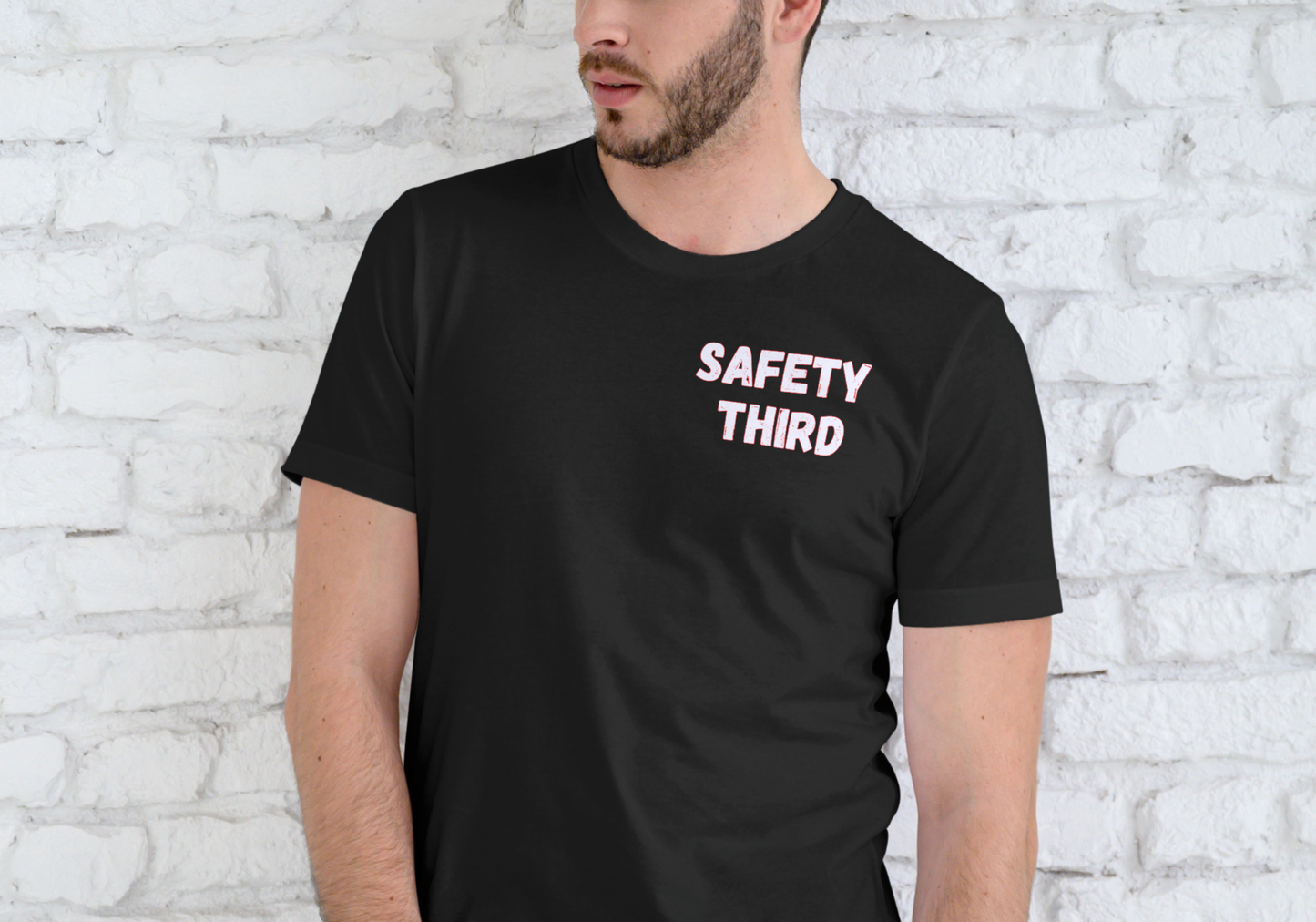 JOBSITE SAFETY TIP, DON'T PUT YOUR FINGERS, T-SHIRT, UNISEX, COTTON
