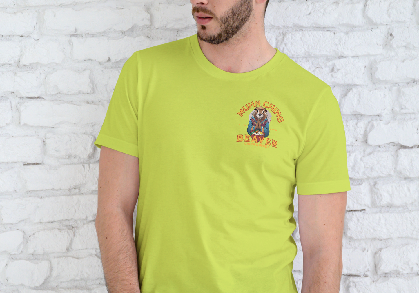 MUHN CHING BEAVER CHINA BUFFET, T-SHIRT, UNISEX, COTTON