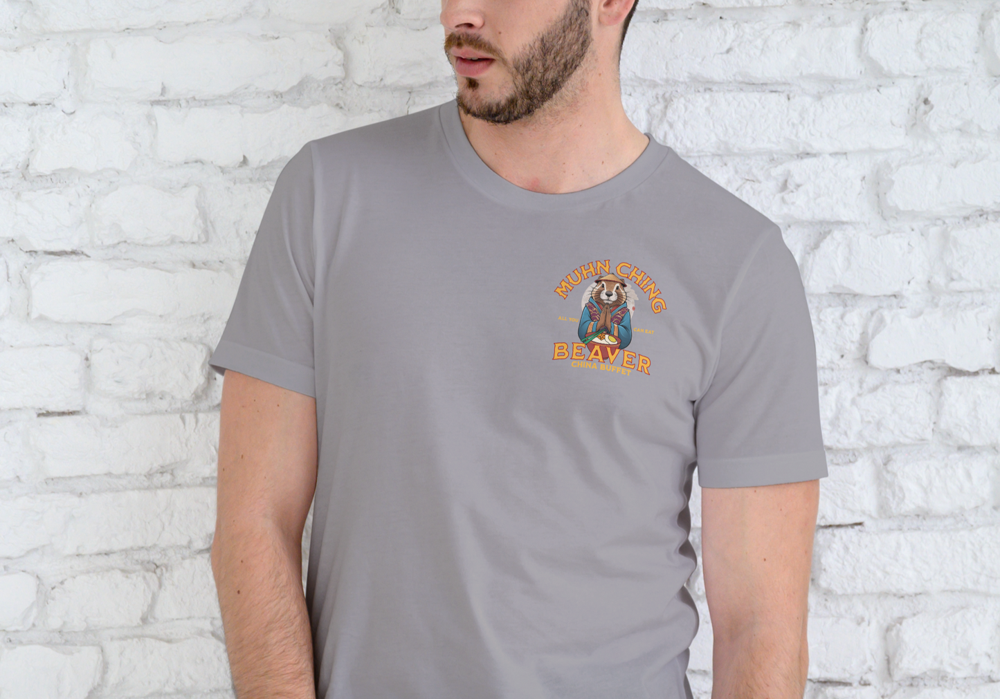MUHN CHING BEAVER CHINA BUFFET, T-SHIRT, UNISEX, COTTON