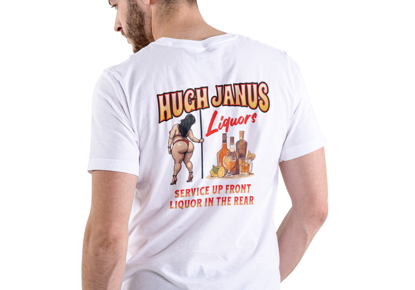 HUGH JANUS LIQUORS, T-SHIRT, UNISEX, COTTON