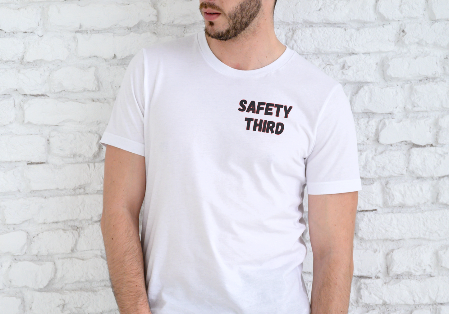 JOBSITE SAFETY TIP, DON'T PUT YOUR FINGERS, T-SHIRT, UNISEX, COTTON