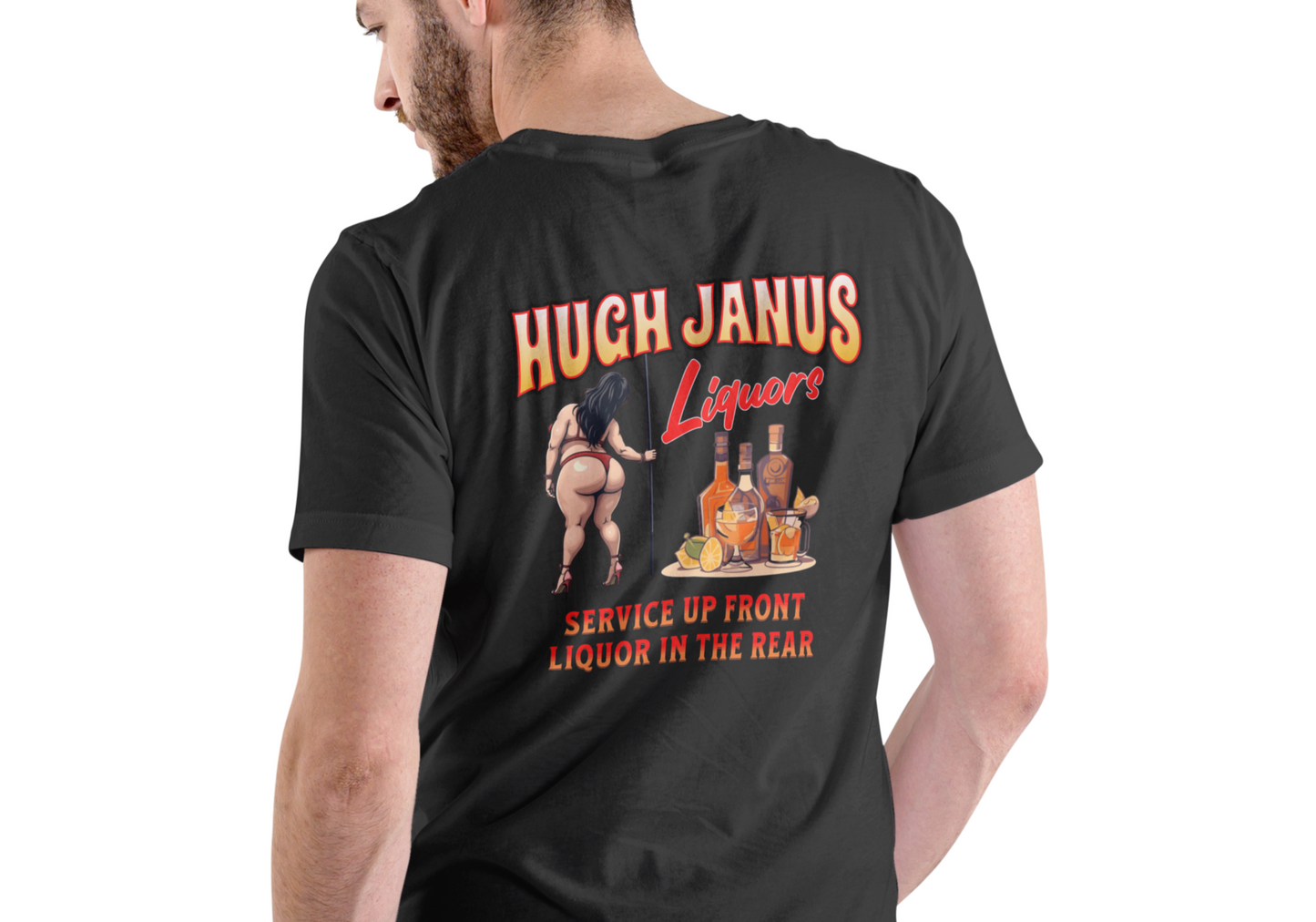 HUGH JANUS LIQUORS, T-SHIRT, UNISEX, COTTON