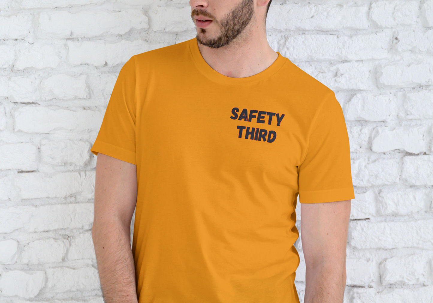 JOBSITE SAFETY TIP, DON'T PUT YOUR FINGERS, T-SHIRT, UNISEX, COTTON
