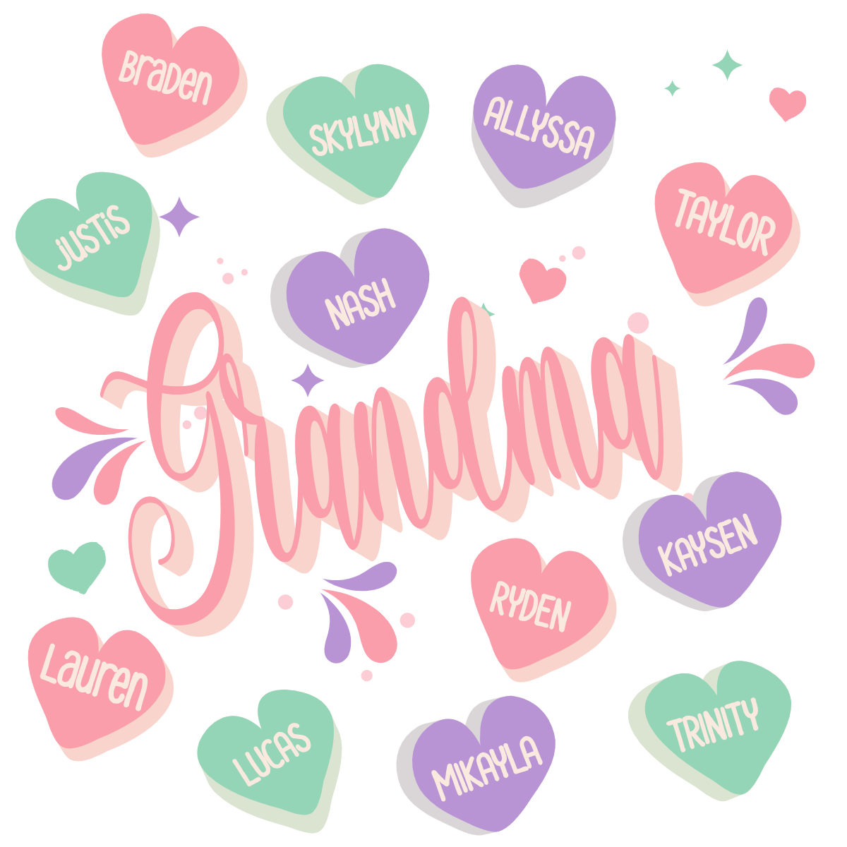 Make A Personalized "Grandma's Love" T-Shirt with Grandkids' Names