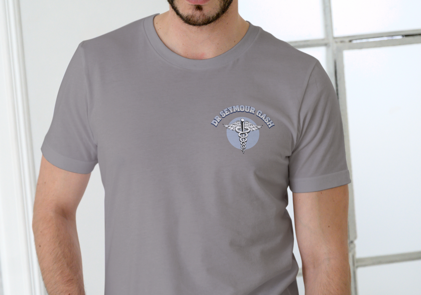 DR. SEYMOUR GASH, ASPIRING GYNOCOLOGIST, T-SHIRT, UNISEX, COTTON