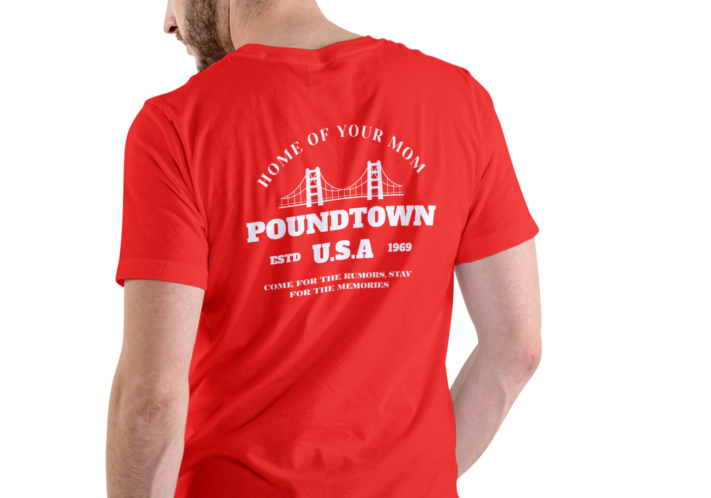 POUNDTOWN USA, HOME OF YOUR MOM, T-SHIRT, UNISEX, COTTON
