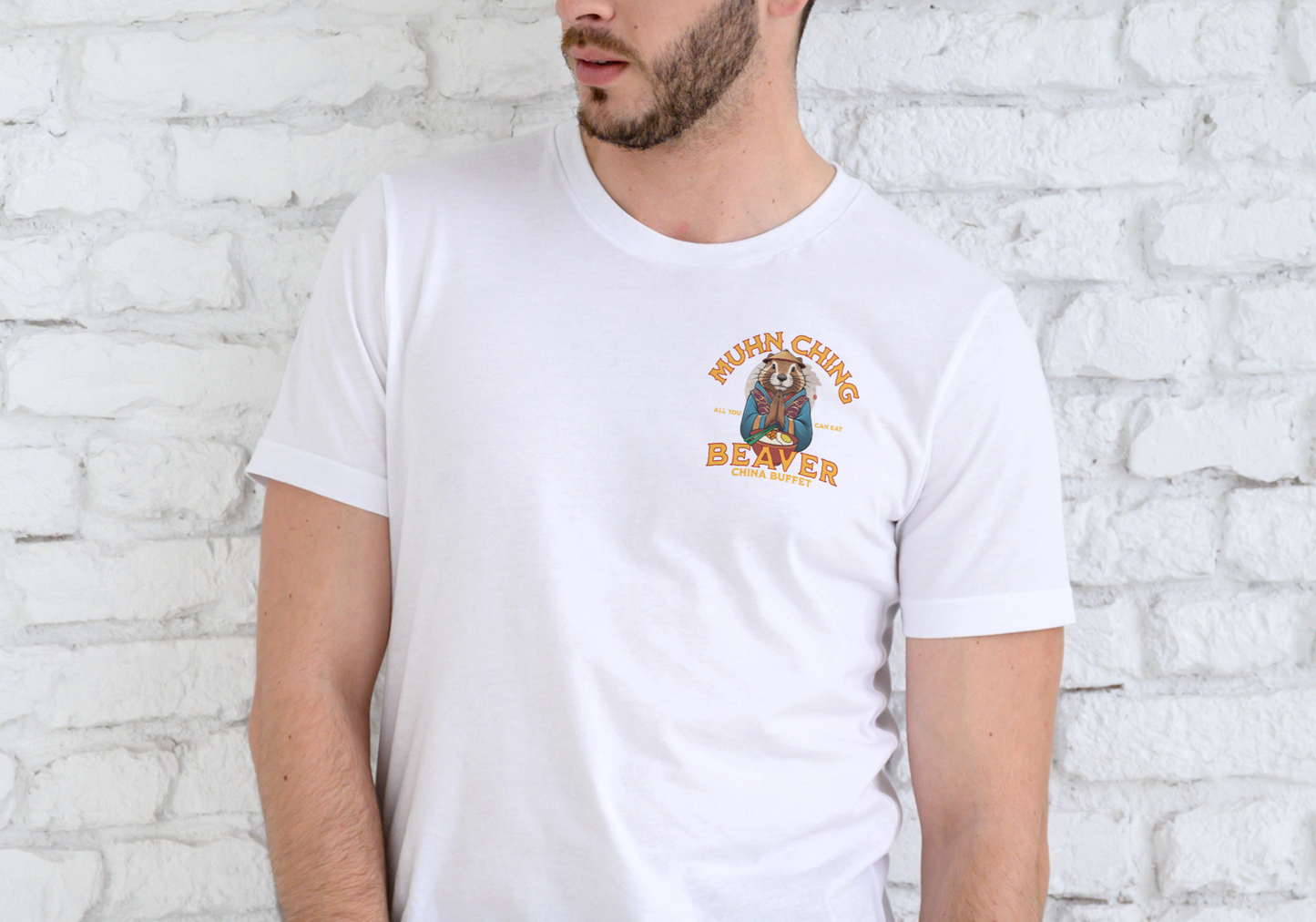 MUHN CHING BEAVER CHINA BUFFET, T-SHIRT, UNISEX, COTTON