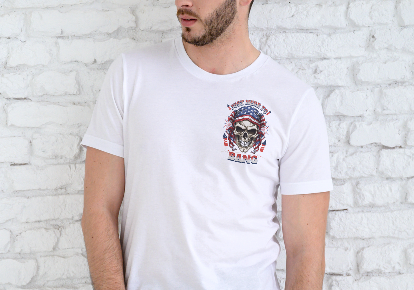 JUST HERE TO BANG, 4TH OF JULY, T-SHIRT, UNISEX, COTTON