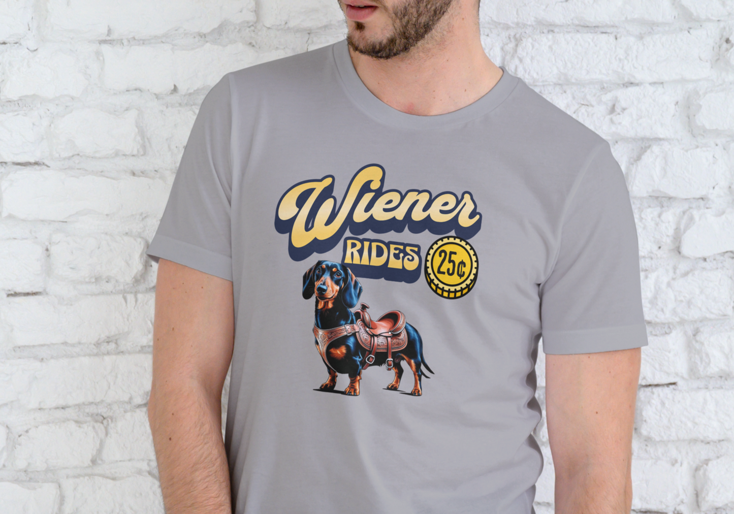 WIENER RIDES, T-SHIRT, UNISEX, COTTON