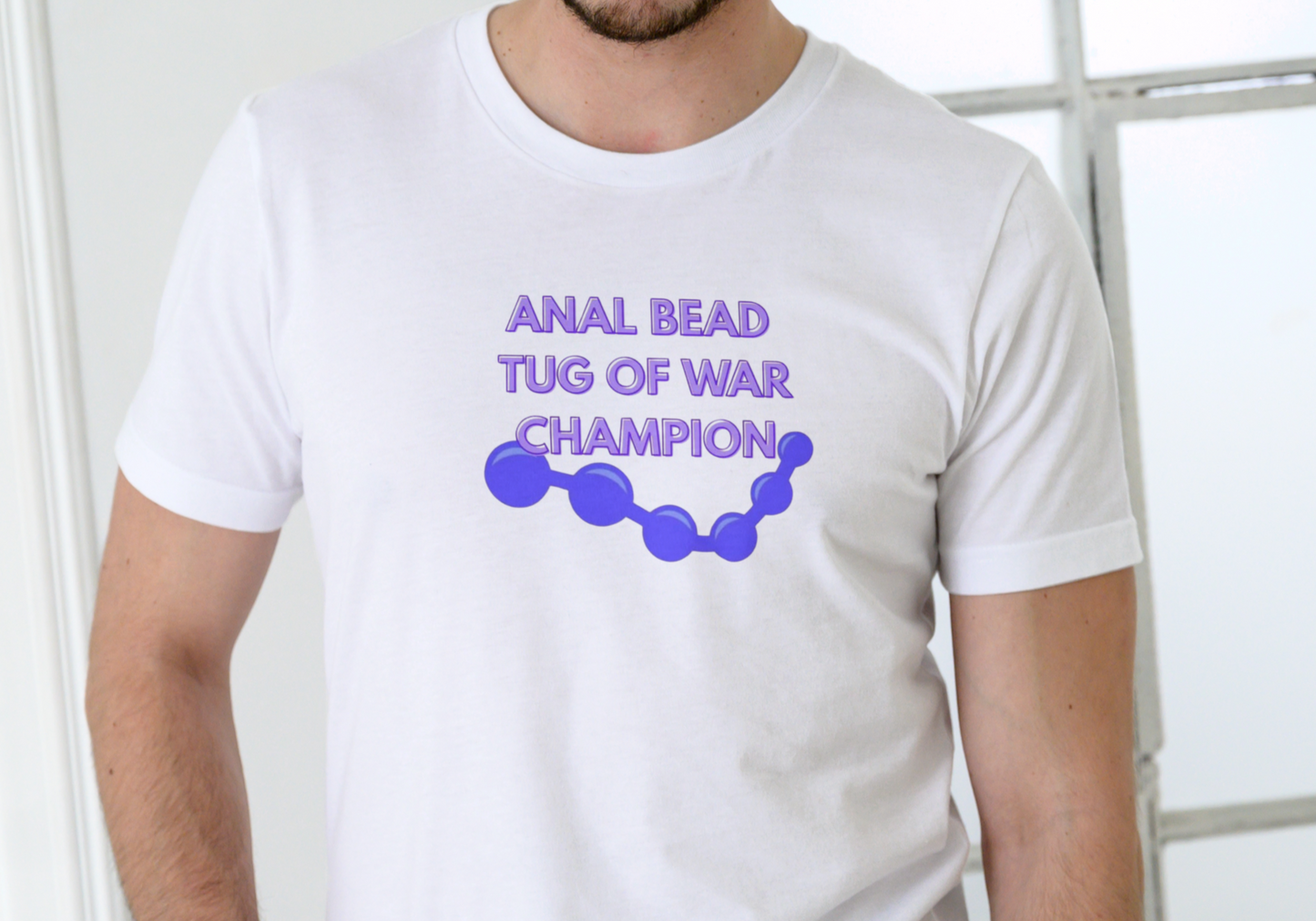 ANAL BEAD TUG OF WAR CHAMPION, T-SHIRT, UNISEX, COTTON