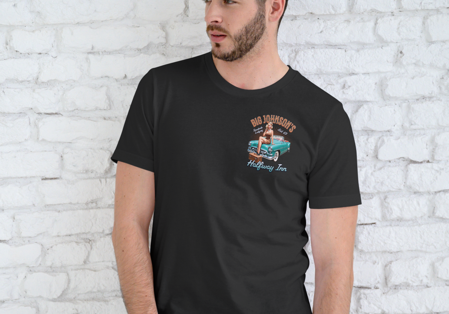 BIG JOHNSON'S HALFWAY INN, T-SHIRT, UNISEX, COTTON