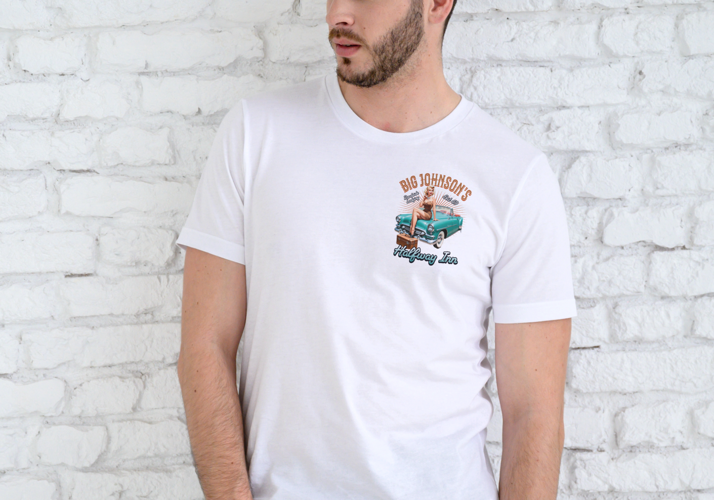 BIG JOHNSON'S HALFWAY INN, T-SHIRT, UNISEX, COTTON
