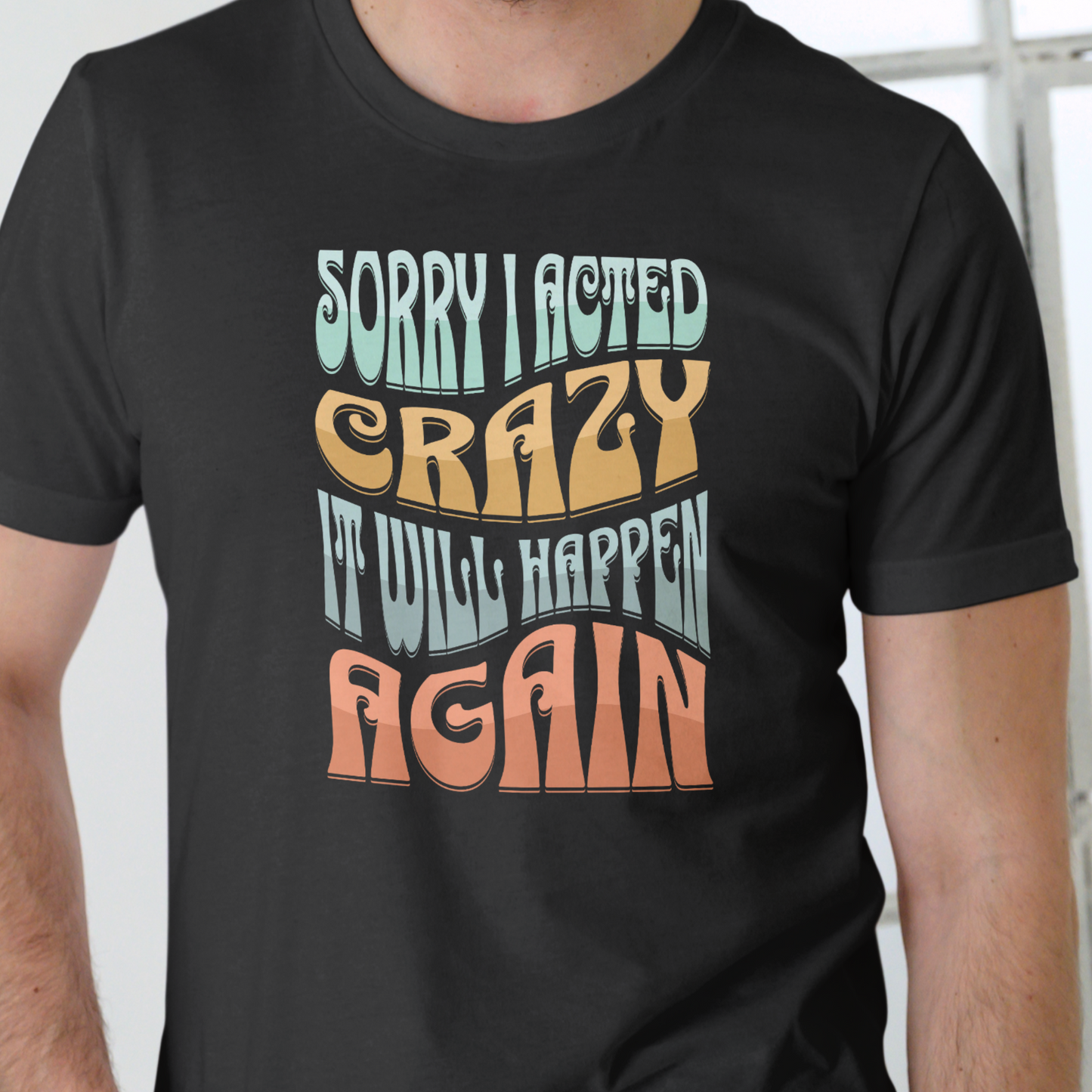 SORRY I ACTED CRAZY IT WILL HAPPEN AGAIN, RETRO T SHIRT, Unisex, Cotton