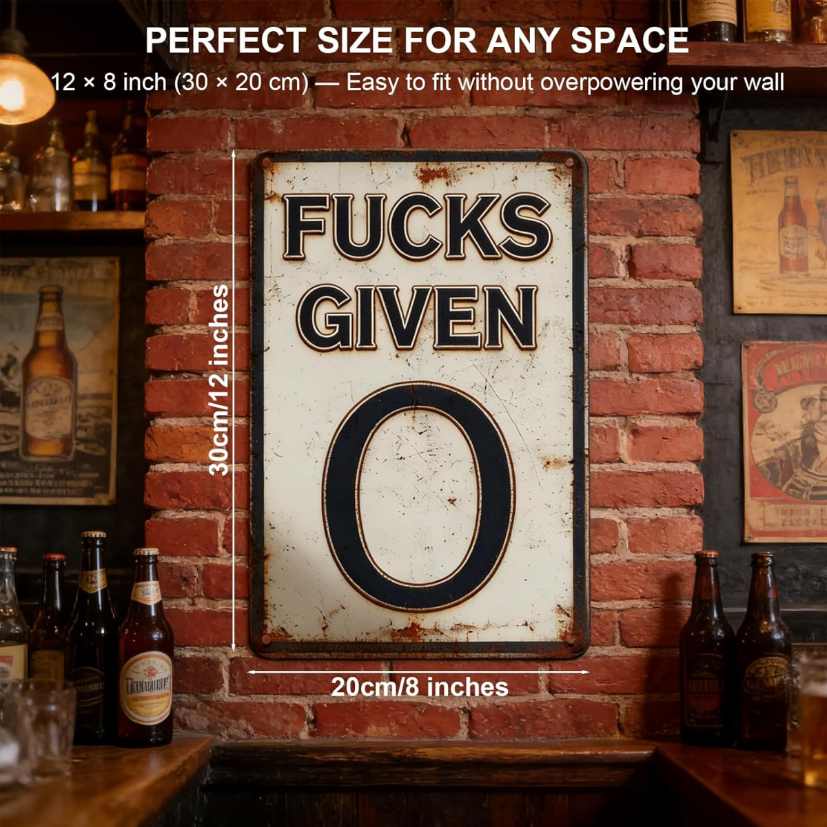 “F’S GIVEN: 0” – Funny Aluminum Sign 8x12