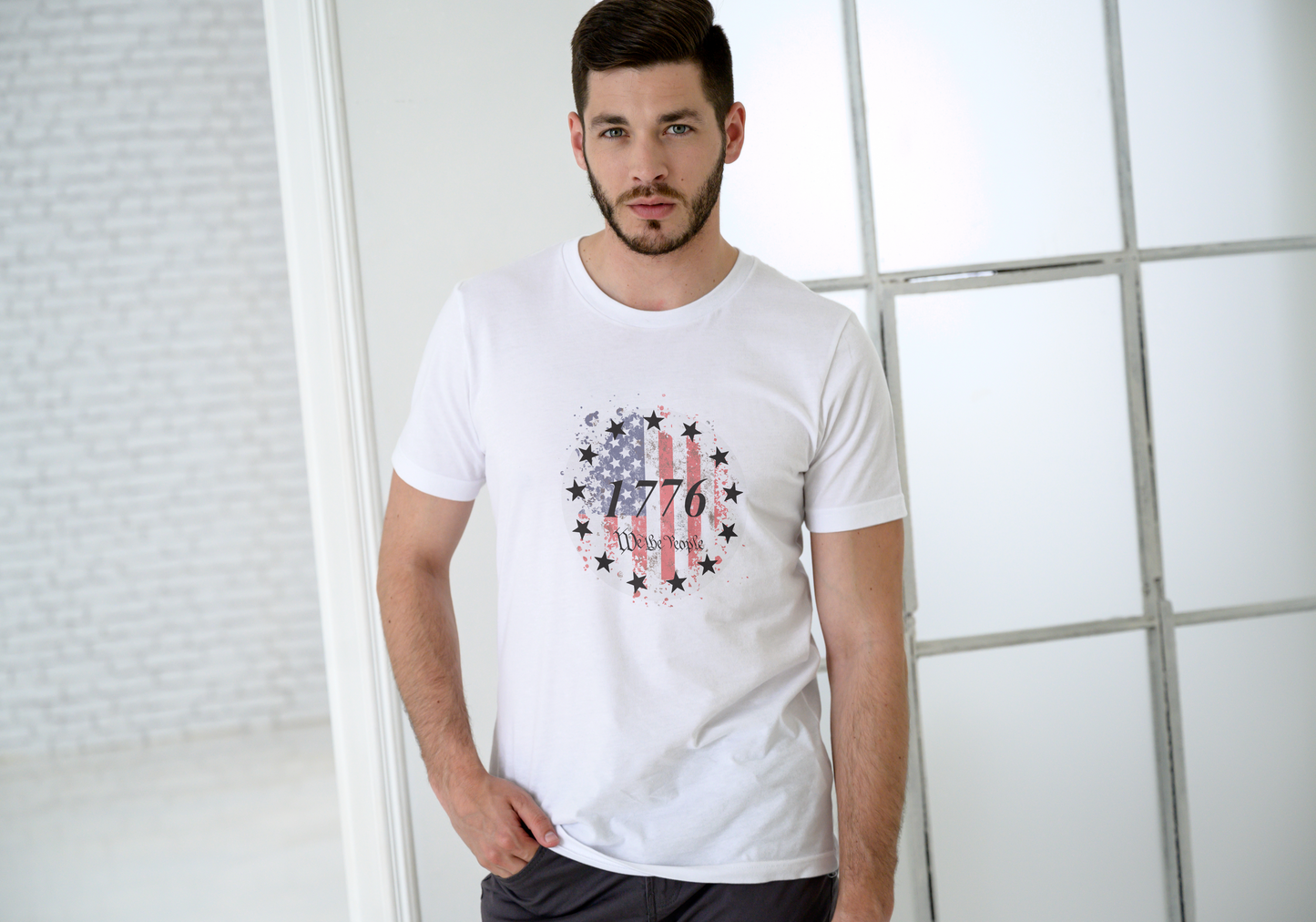 Short sleeve shirt. 1776, We the people