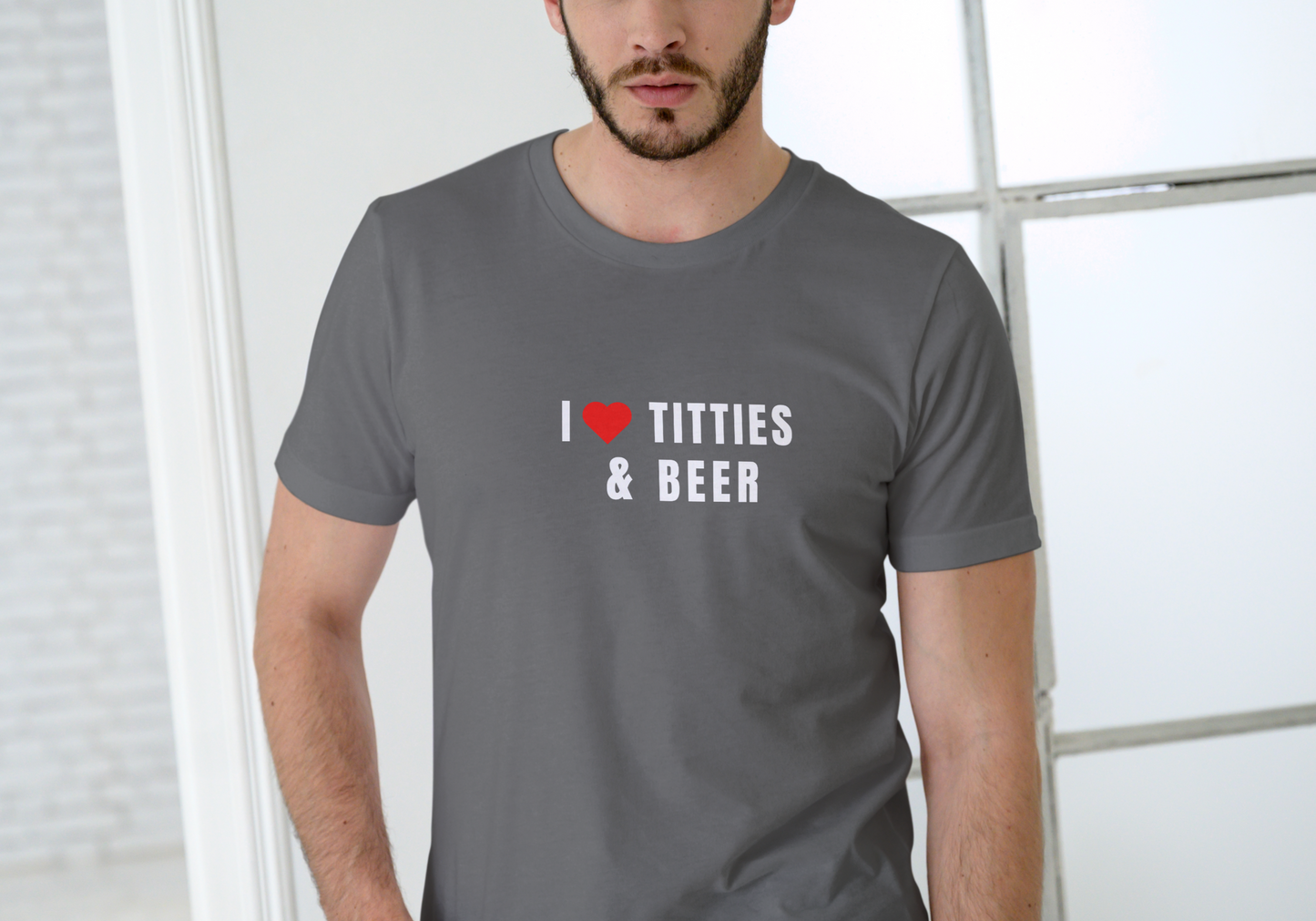 I LOVE TITTIES AND BEER, T-SHIRT, UNISEX, COTTON