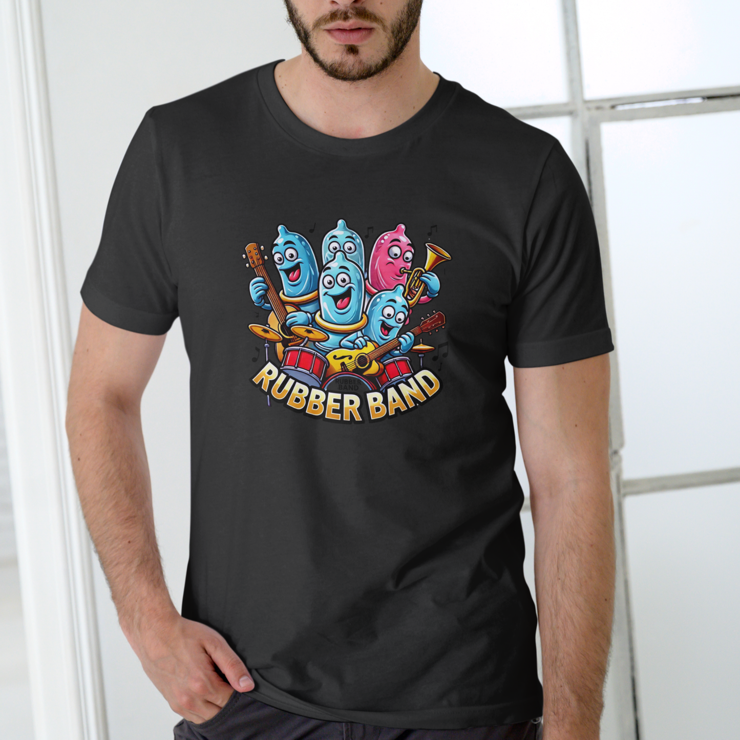 RUBBER BAND Funny T Shirt, Unisex Cotton