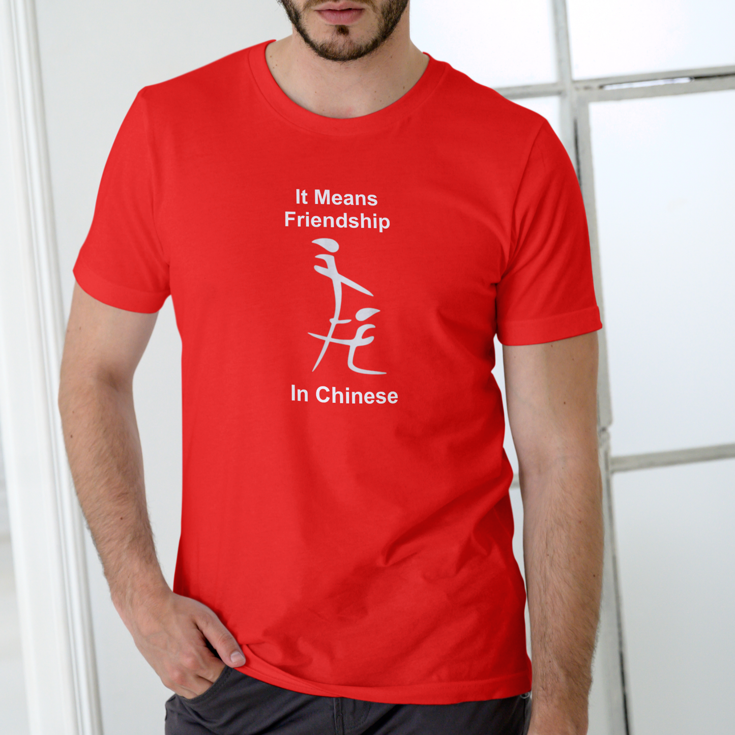 IT MEANS FRIENDSHIP IN CHINESE Funny T Shirt, Unisex Cotton