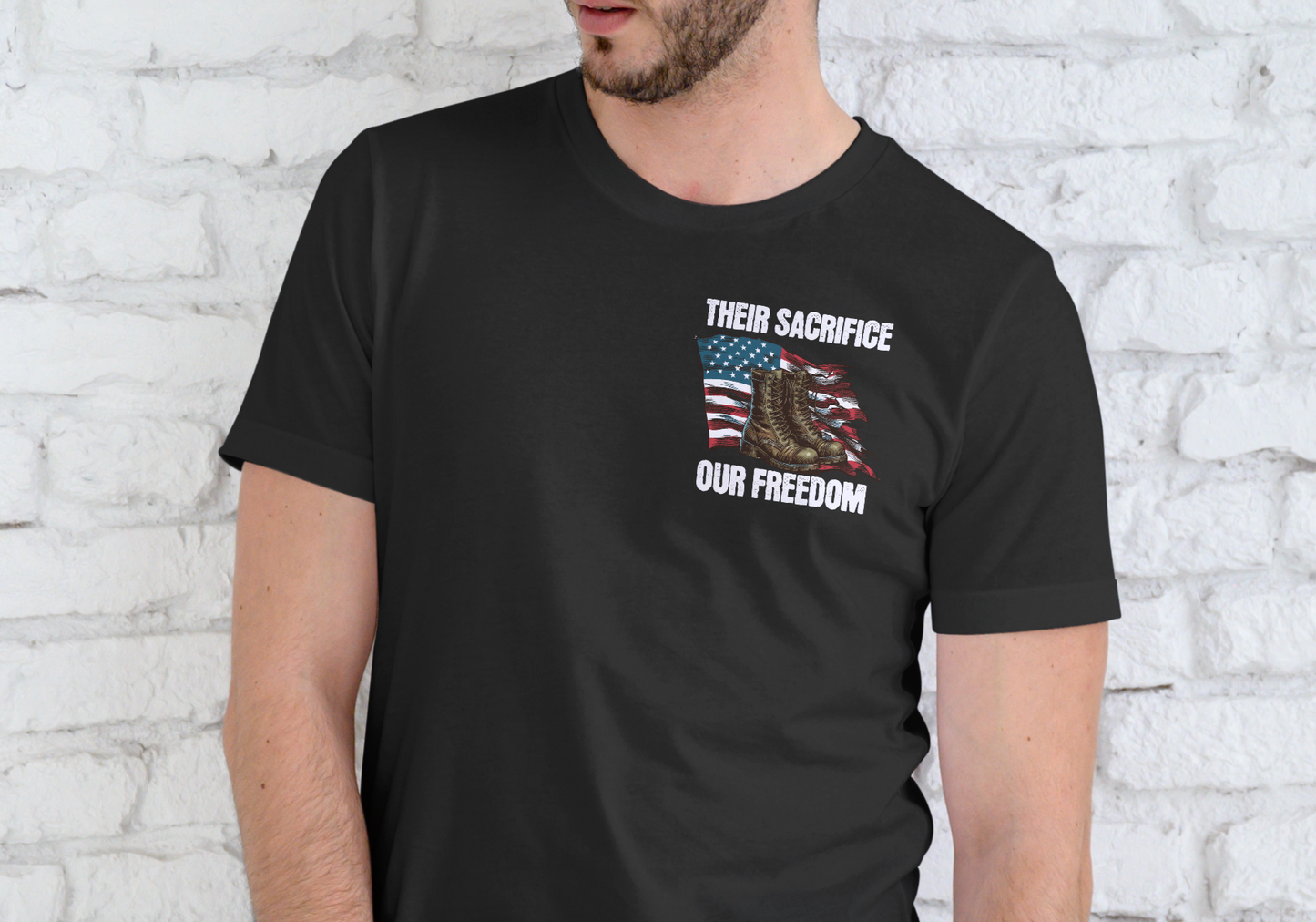 THIER SACRIFICE OUR FREEDOM, T-SHIRT, UNISEX, COTTON