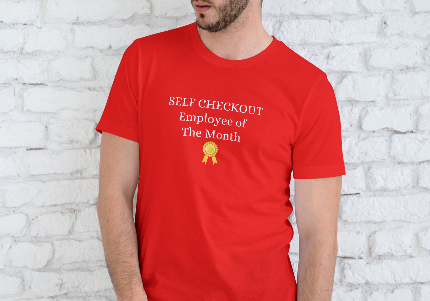 SELF CHECKOUT EMPLOYEE OF THE MONTH, T-SHIRT, UNISEX, COTTON
