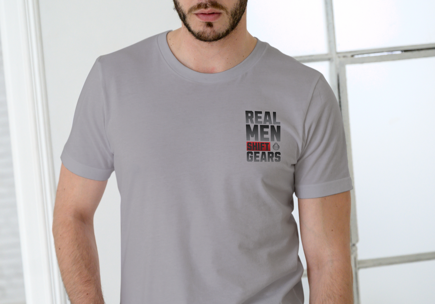 REAL MEN SHIFT GEARS, T-SHIRT, UNISEX, COTTON