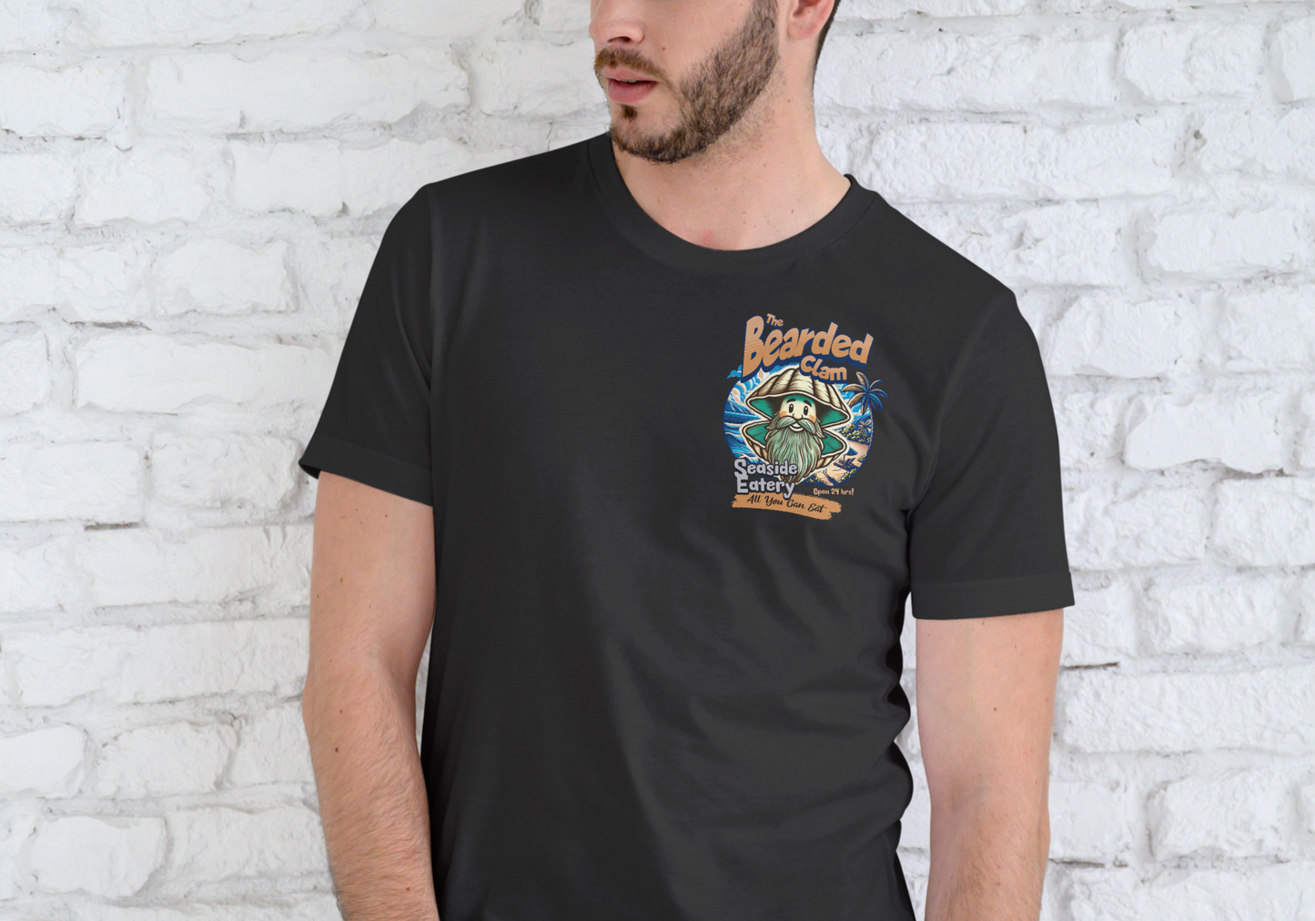 THE BEARDED CLAM, SEASIDE EATERY, T-SHIRT, UNISEX, COTTON