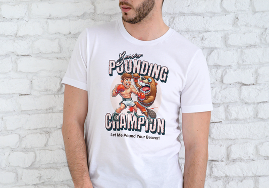 BEAVER POUNDING CHAMPION, T-SHIRT, UNISEX, COTTON