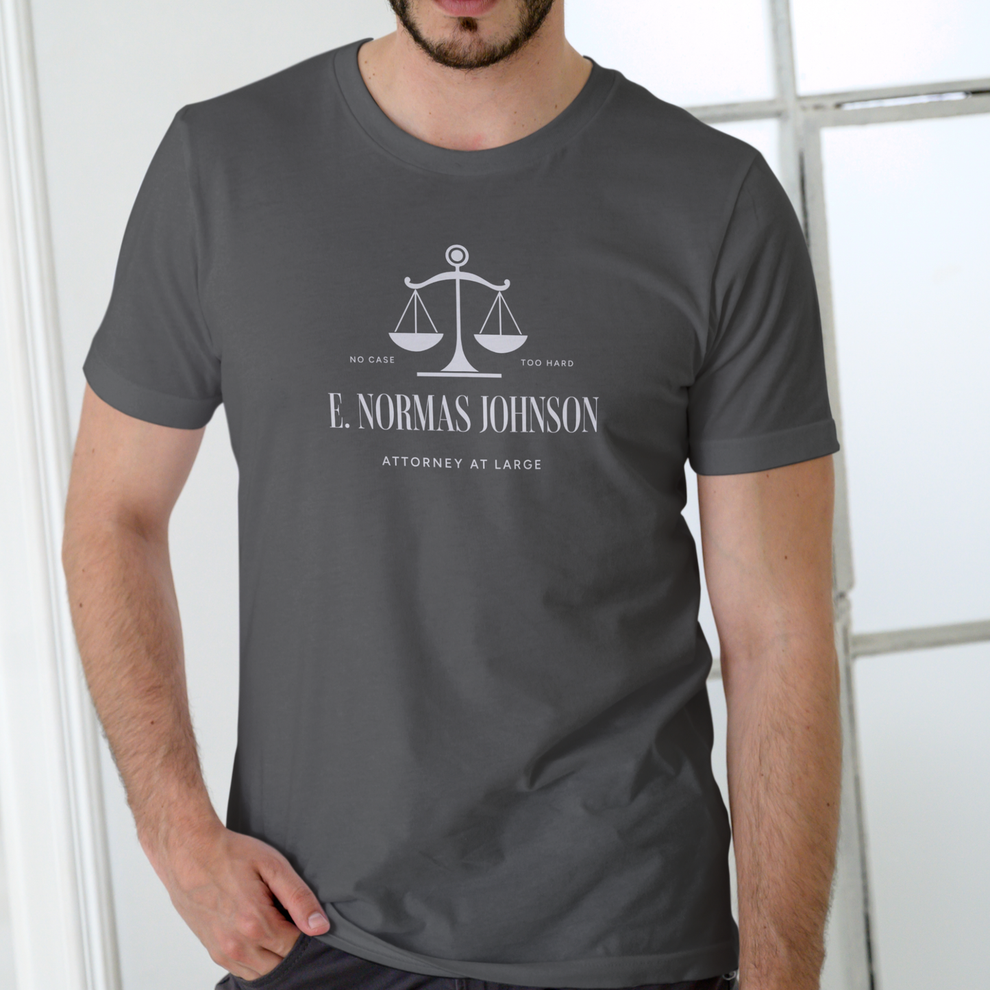 E. NORMAS JOHNSON – Attorney At Large | Funny Name Unisex Cotton T-Shirt