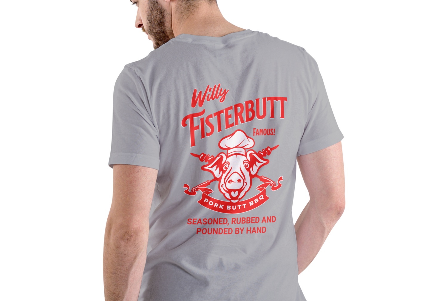 WILLY FISTERBUTT PORK BUTT BBQ, T-SHIRT, UNISEX, COTTON