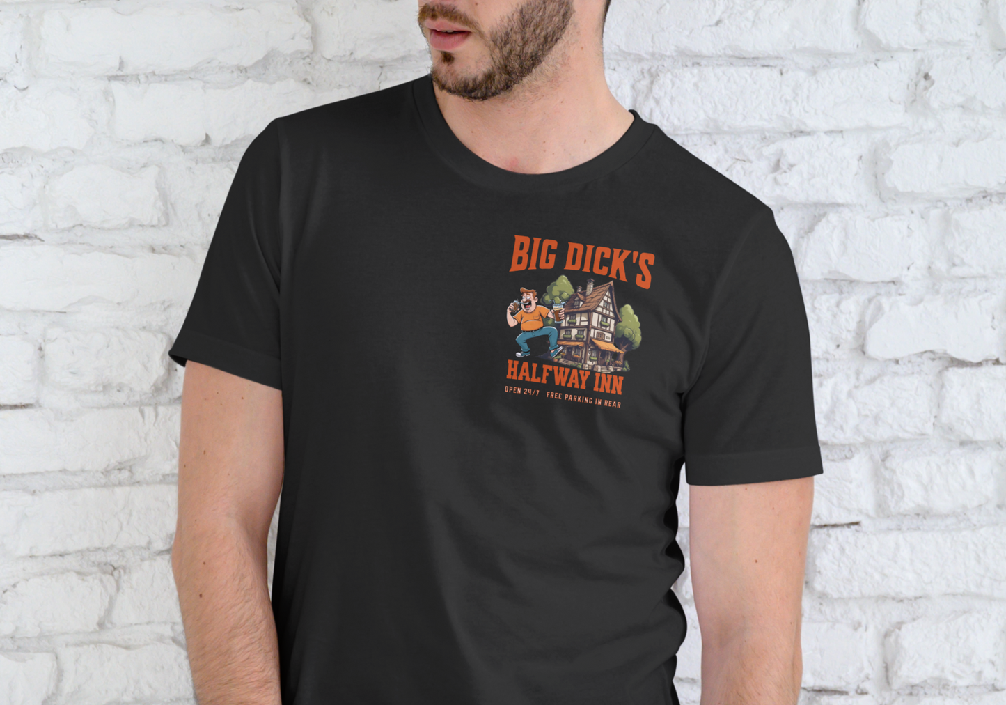 BIG DICK'S HALFWAY INN, T-SHIRT, UNISEX, COTTON