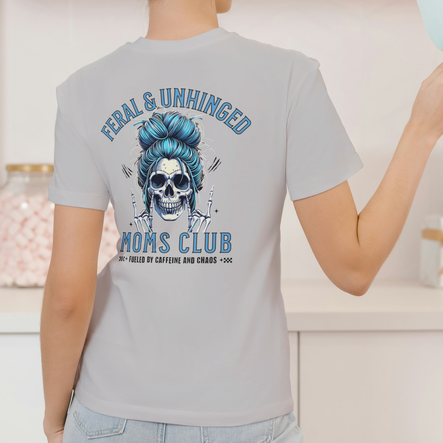 “FERAL AND UNHINGED MOMS CLUB” Unisex Cotton T-Shirt.