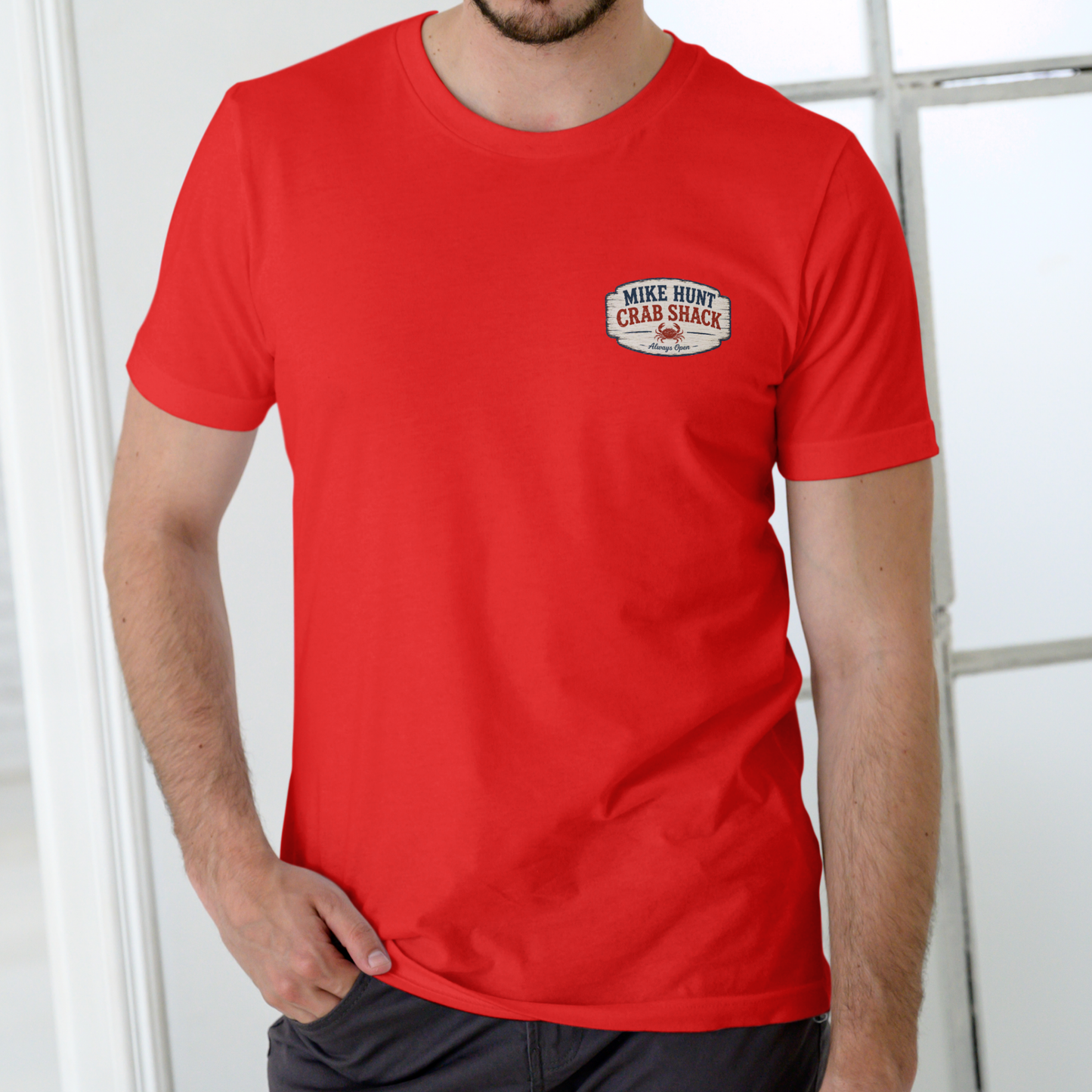 Mike Hunt Crab Shack Funny Name T-Shirt (WITH FREE BOOK!) – Unisex Cotton Tee