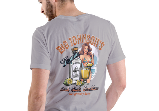 BIG JOHNSON'S TEQUILA, DELIGHTFULLY SALTY, T-SHIRT, UNISEX, COTTON