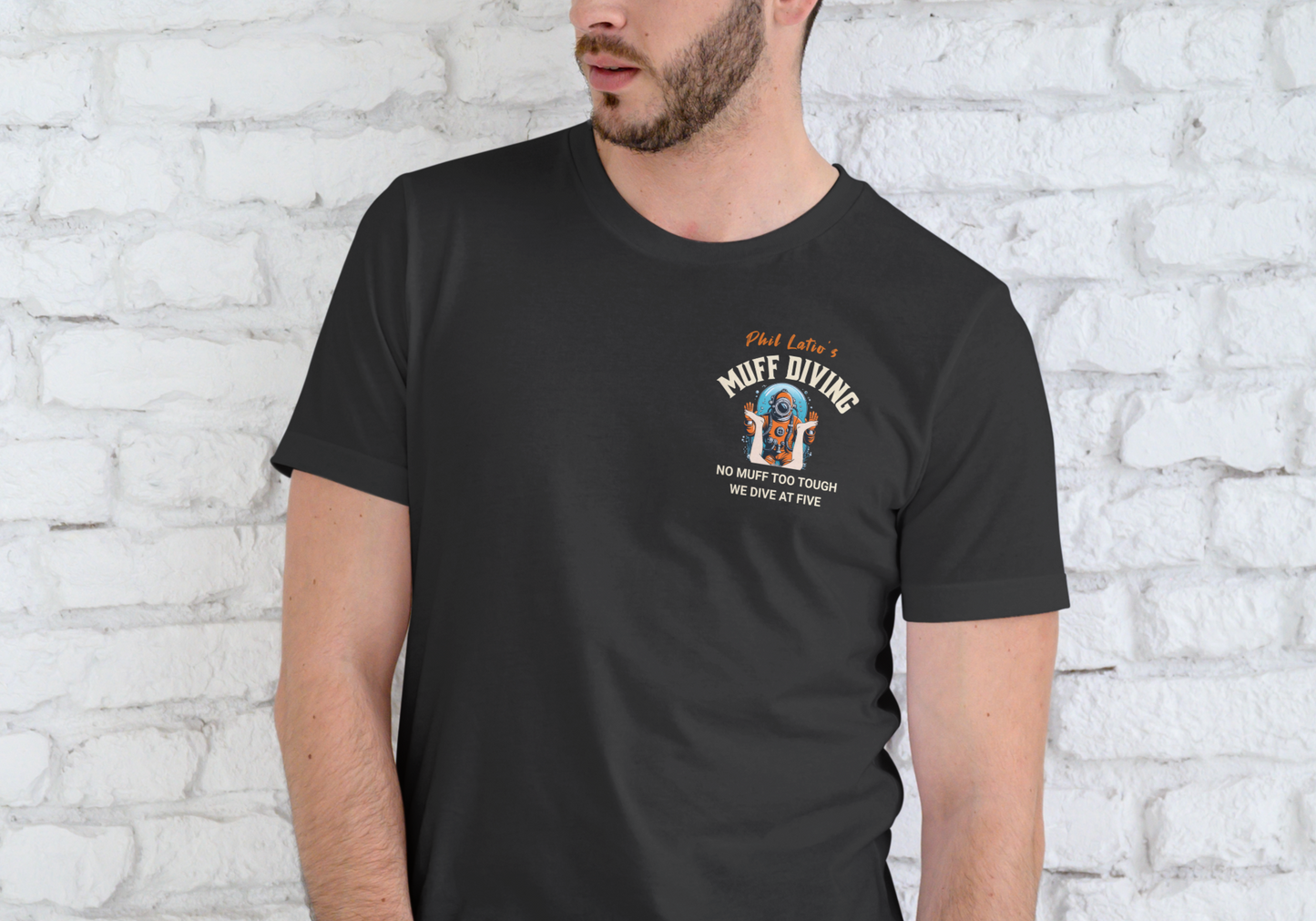 PHIL LATIO'S MUFF DIVING, T-SHIRT, UNISEX, COTTON