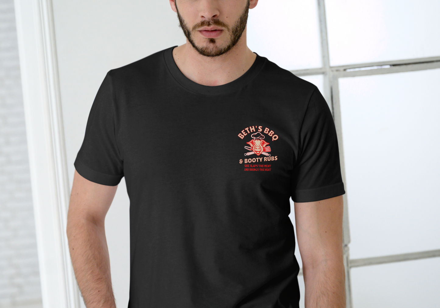 Beth's BBQ and Booty Rubs, T-SHIRT, UNISEX, COTTON