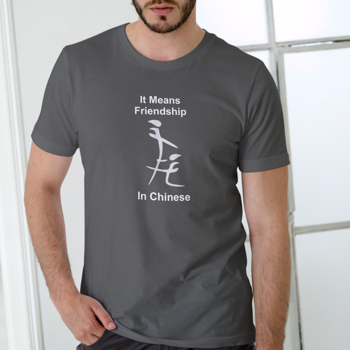 IT MEANS FRIENDSHIP IN CHINESE Funny T Shirt, Unisex Cotton