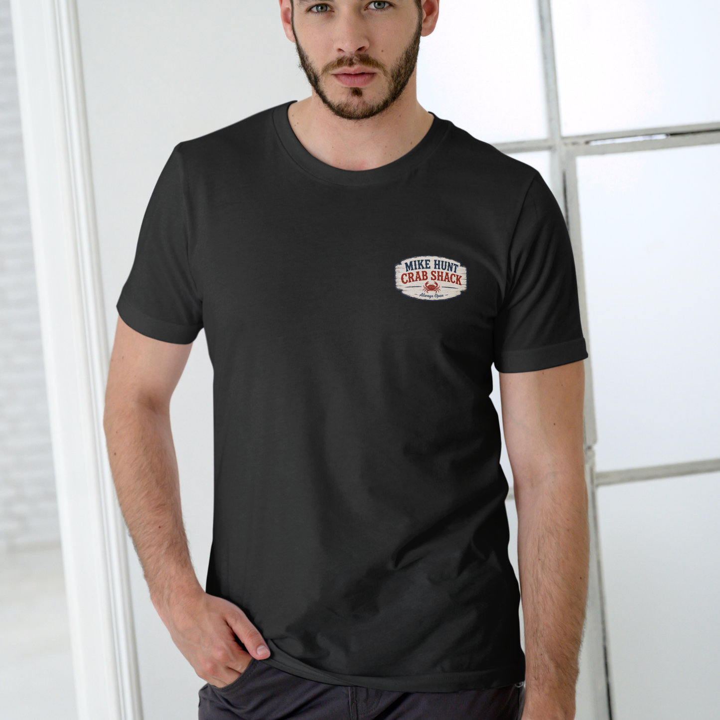 Mike Hunt Crab Shack Funny Name T-Shirt (WITH FREE BOOK!) – Unisex Cotton Tee