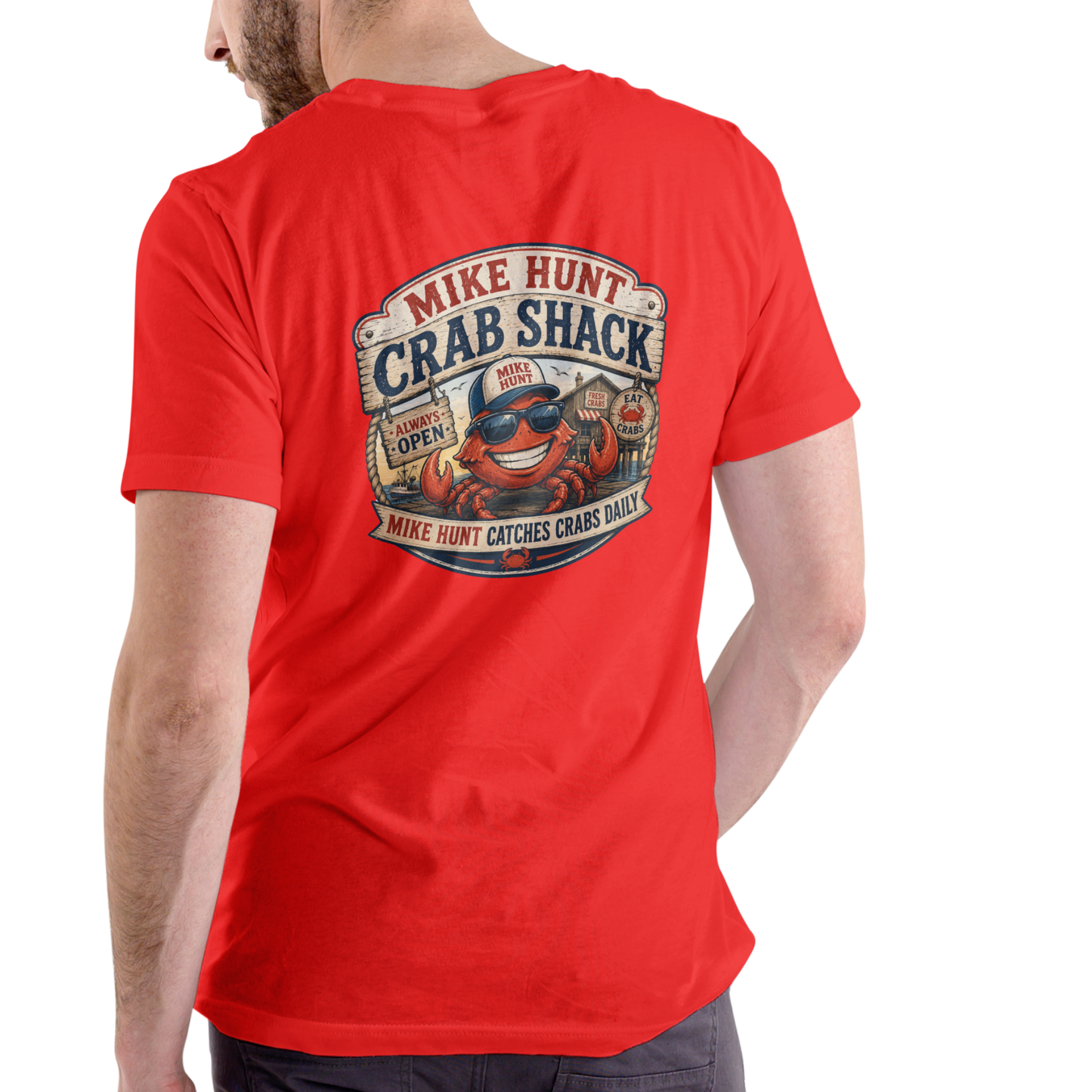 Mike Hunt Crab Shack Funny Name T-Shirt (WITH FREE BOOK!) – Unisex Cotton Tee