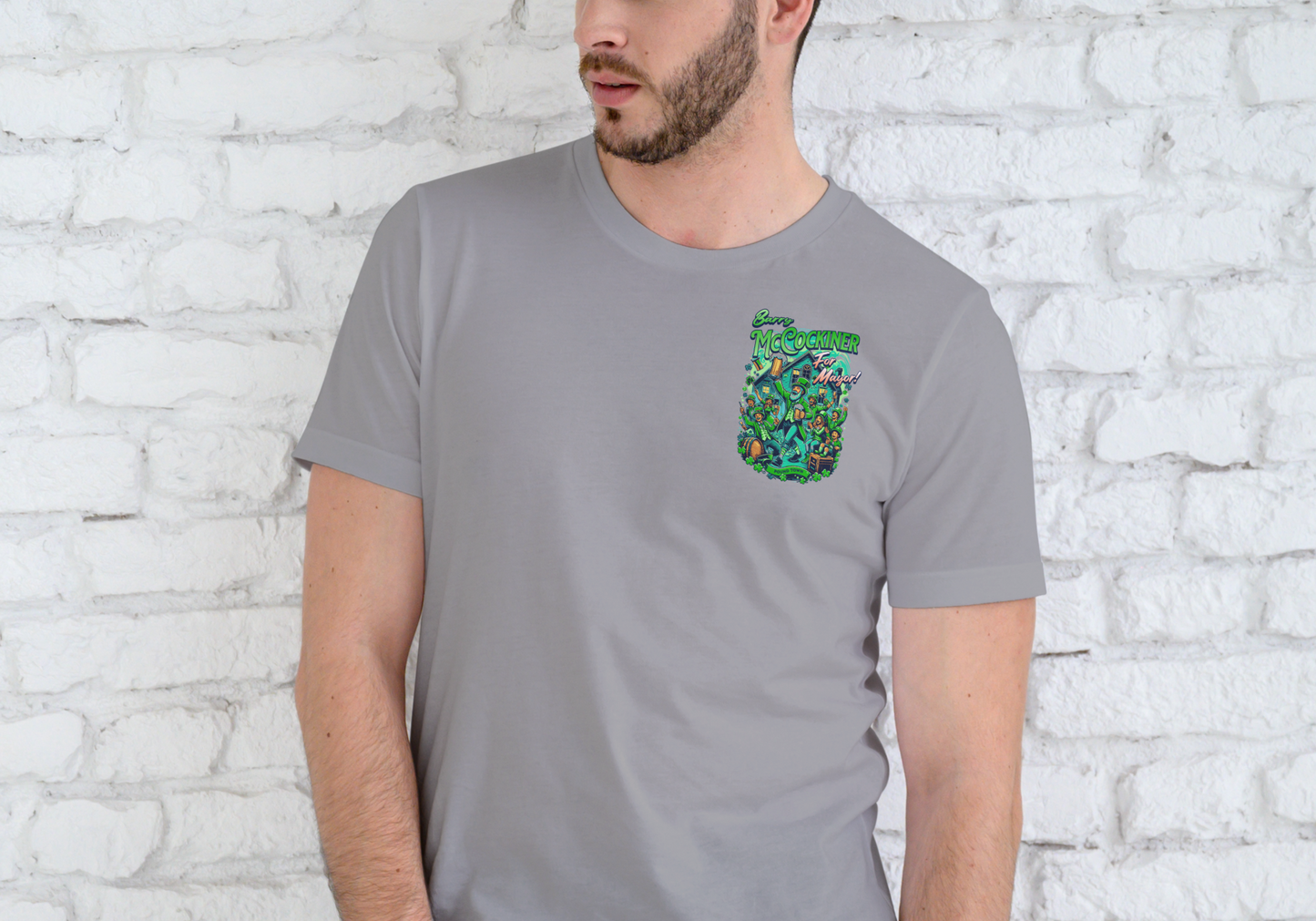 BARRY MCCOCKINER FOR MAYOR OF POUNDTOWN, T-SHIRT, UNISEX, COTTON