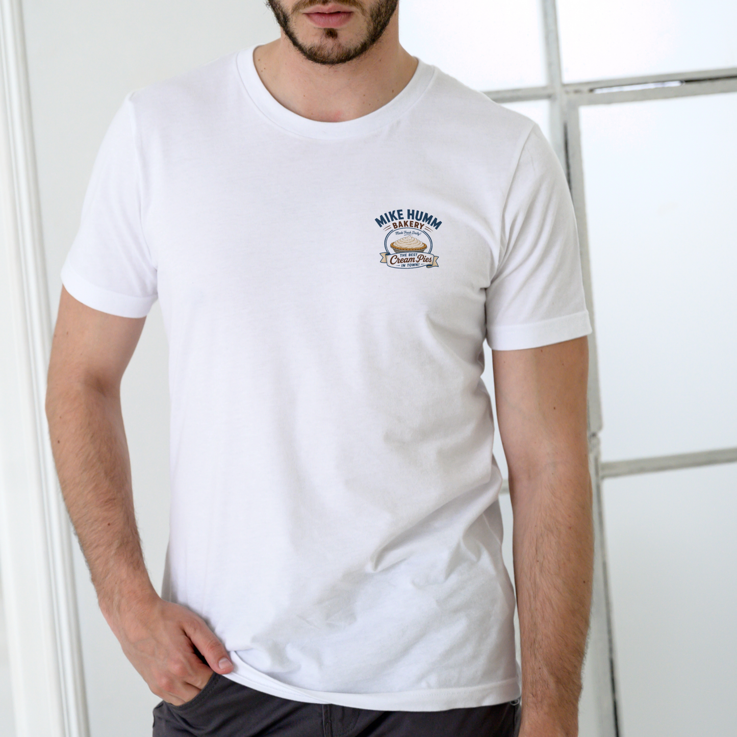 Mike Humm Bakery – The Best Cream Pies in Town Funny T-Shirt | Unisex Cotton Tee