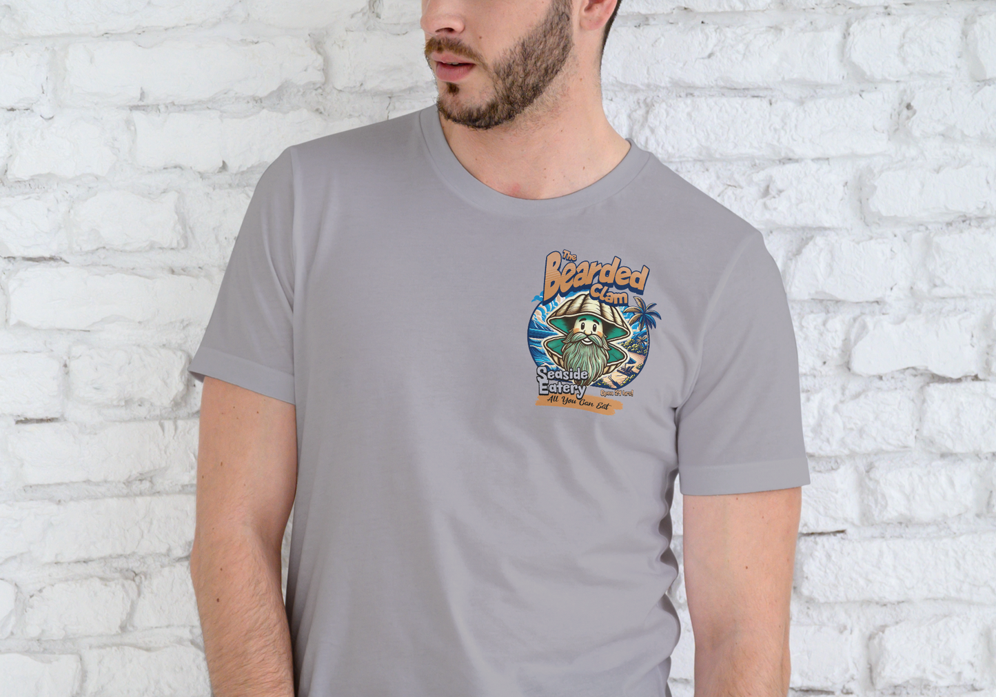 THE BEARDED CLAM, SEASIDE EATERY, T-SHIRT, UNISEX, COTTON