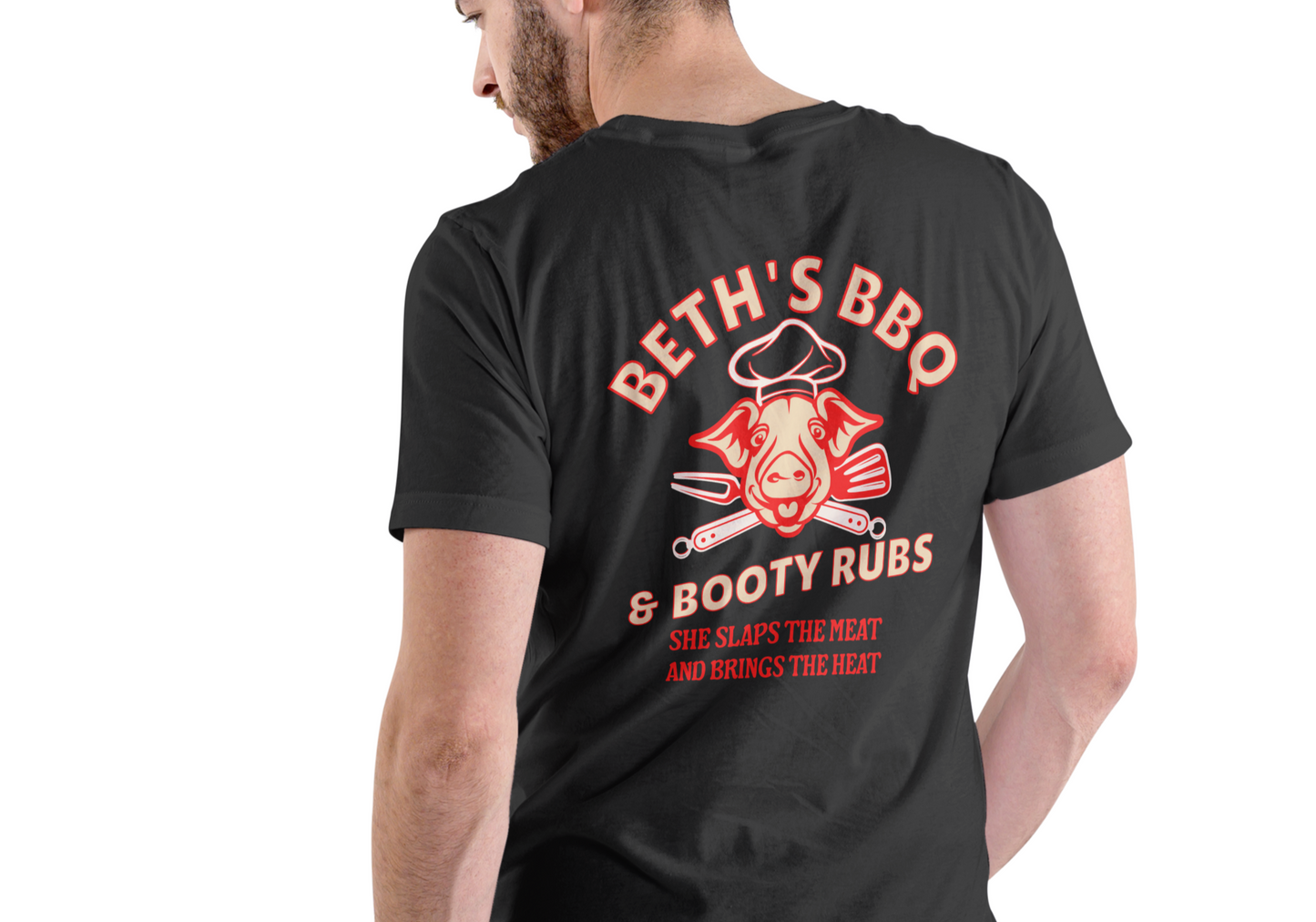 Beth's BBQ and Booty Rubs, T-SHIRT, UNISEX, COTTON
