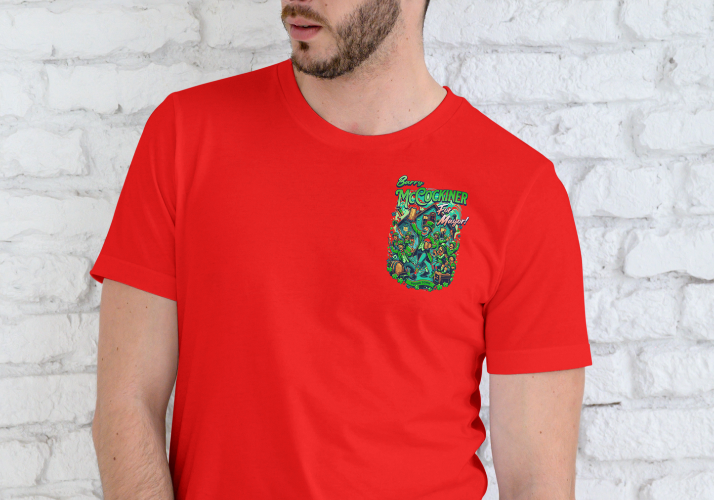 BARRY MCCOCKINER FOR MAYOR OF POUNDTOWN, T-SHIRT, UNISEX, COTTON